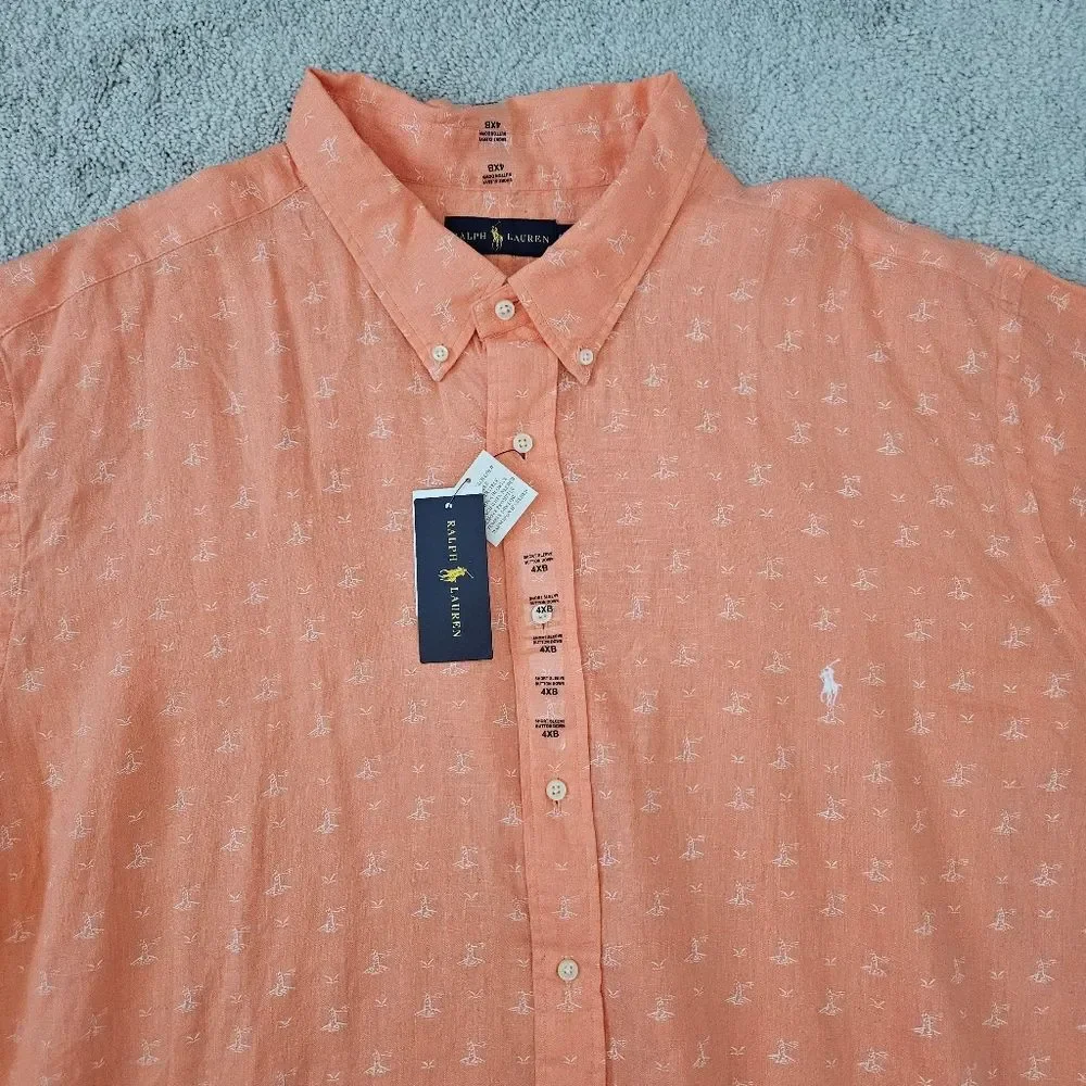 NWT Ralph Lauren Nautical Cotton Short Sleeve Button Down Lighthouse Men 4XB - Picture 3 of 9